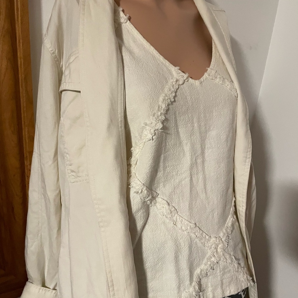 L NWT belted blazer soft jacket cardi cream - Picture 6 of 7